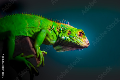 Green iguana on branch © Kobchai M.