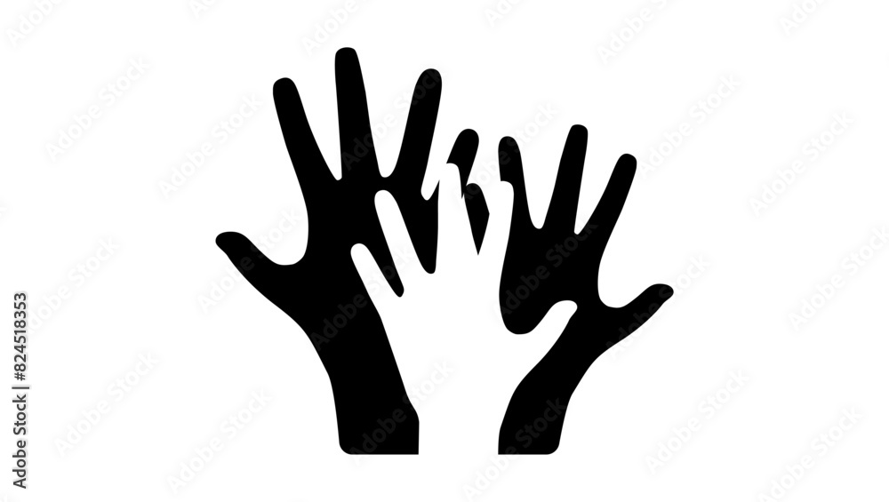 Direct Democracy, hands up, black isolated silhouette Direct Democracy, hands up, black isolated silhouette