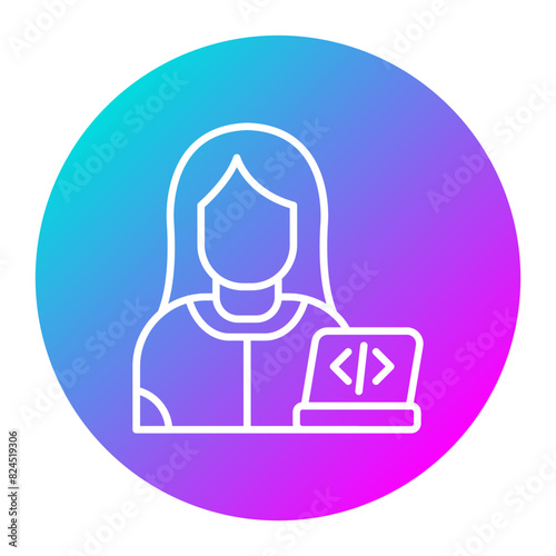 Web Designer Female vector icon. Can be used for Home Based Business iconset.