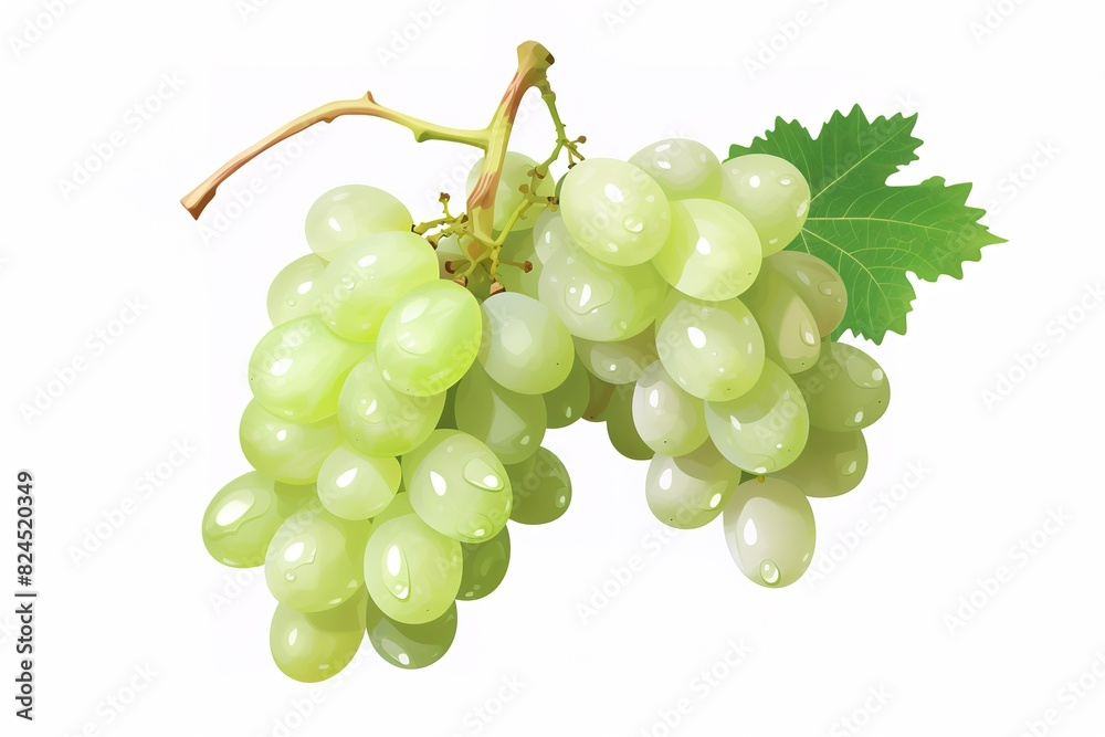 Green grape with leaves isolated on white, Shine Muscat Grape isolated on white background With clipping path. Green grape with leaves isolated on white, Shine Muscat Grape isolated on white background With clipping path.
