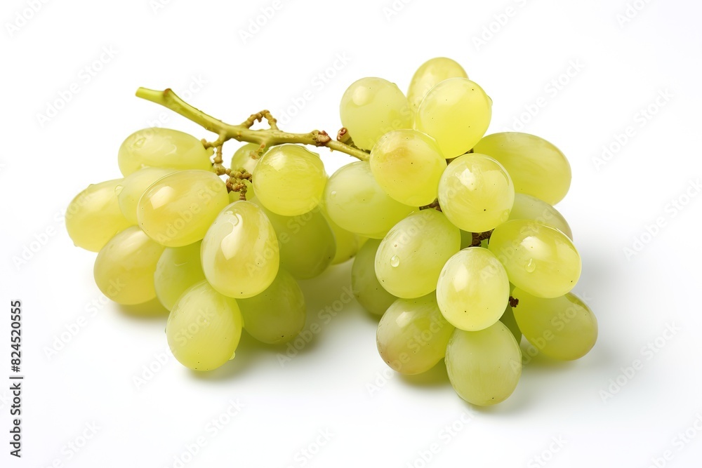Green grape with leaves isolated on white, Shine Muscat Grape isolated on white background With clipping path. Green grape with leaves isolated on white, Shine Muscat Grape isolated on white background With clipping path.