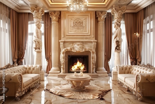 Wallpaper Mural Classical Fireplace Interior Torontodigital.ca