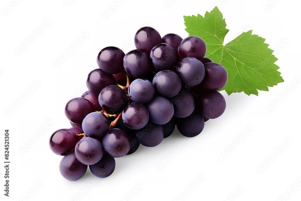 Fototapeta premium purple grapes with water drops on white background