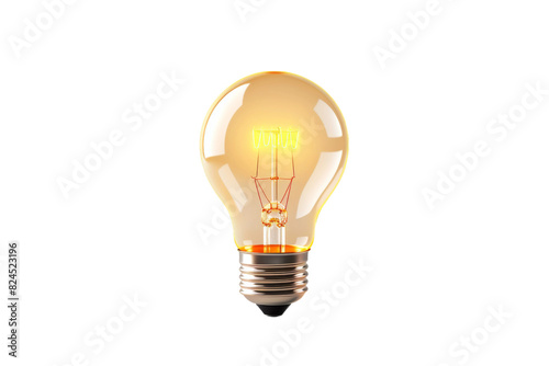 Illuminating Universes: A Yellow Light Bulb on a White Canvas on a White or Clear Surface PNG Transparent Background.