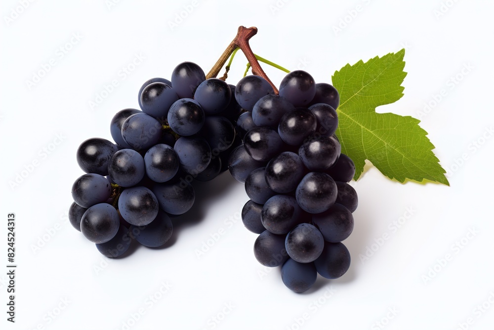 Fototapeta premium purple grapes with water drops on white background