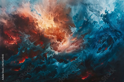 Chaotic and Fiery Surrealist Landscape Illustrating Intense Anger. photo