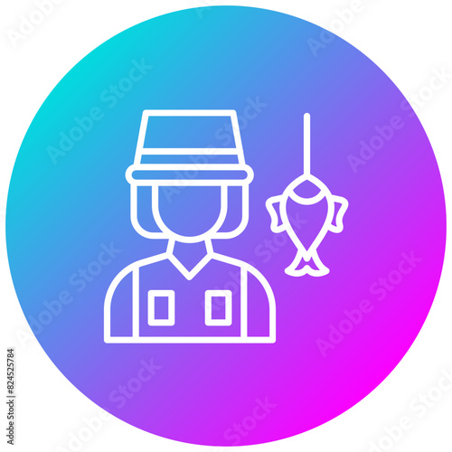 Fisherwoman vector icon. Can be used for Women iconset.