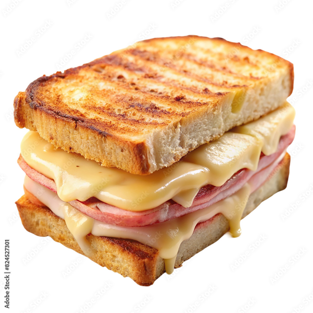 A sandwich with cheese and ham on transparent background A sandwich with cheese and ham on transparent background