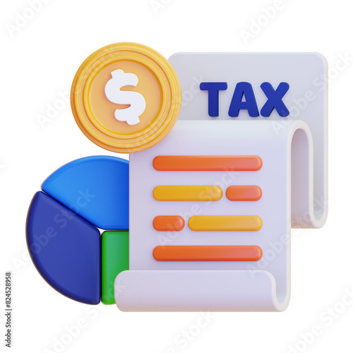 Financial Tax 3D illustration with isolated background