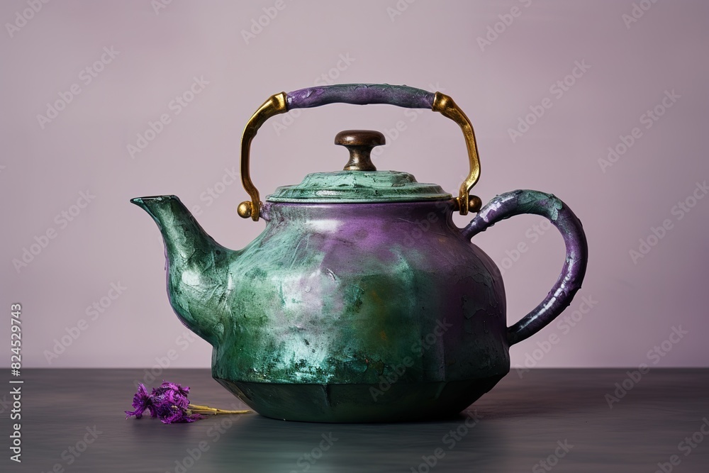teapot on a white background Dark-red enameled pottery teapot on a white background teapot on a white background Dark-red enameled pottery teapot on a white background