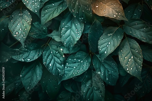 Depicting a rain drops on leaves  high quality  high resolution