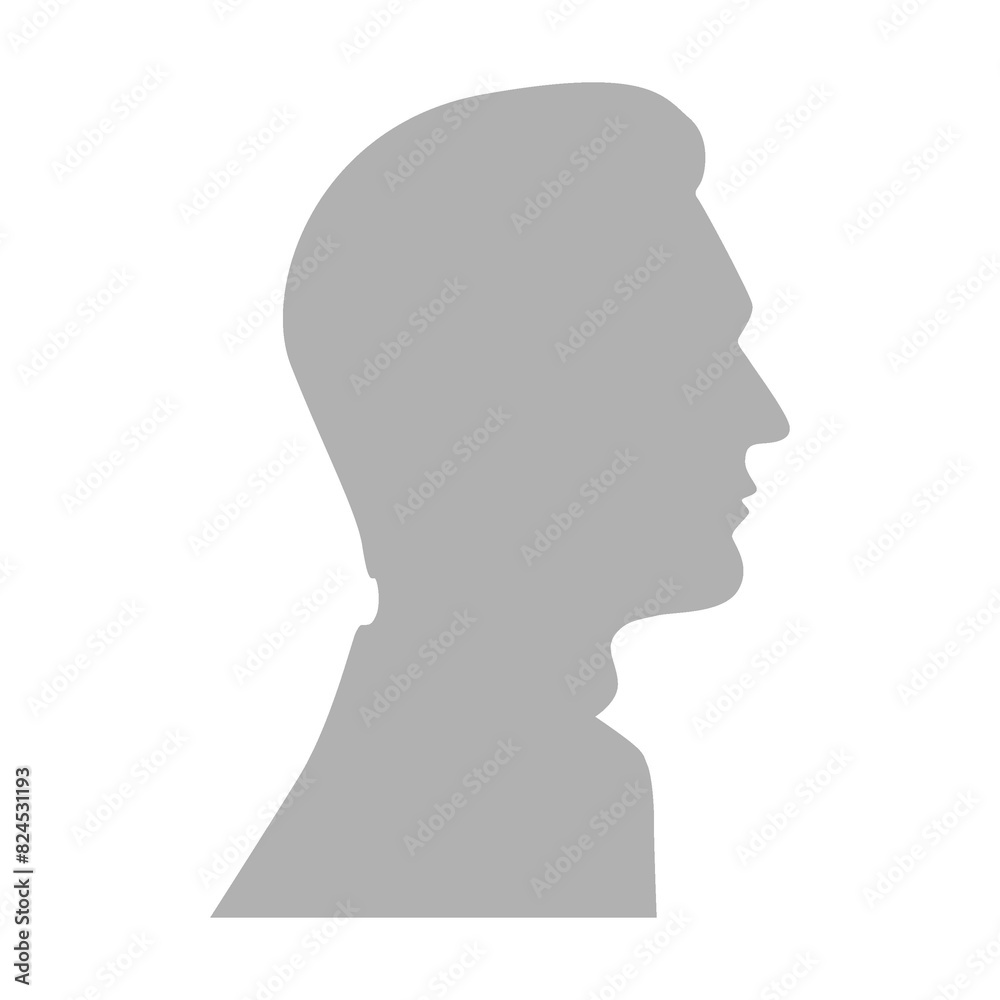 Flat illustration. Gray silhouette of a adult man on a white background. Suitable for social media profiles, icons, screensavers and as a template...