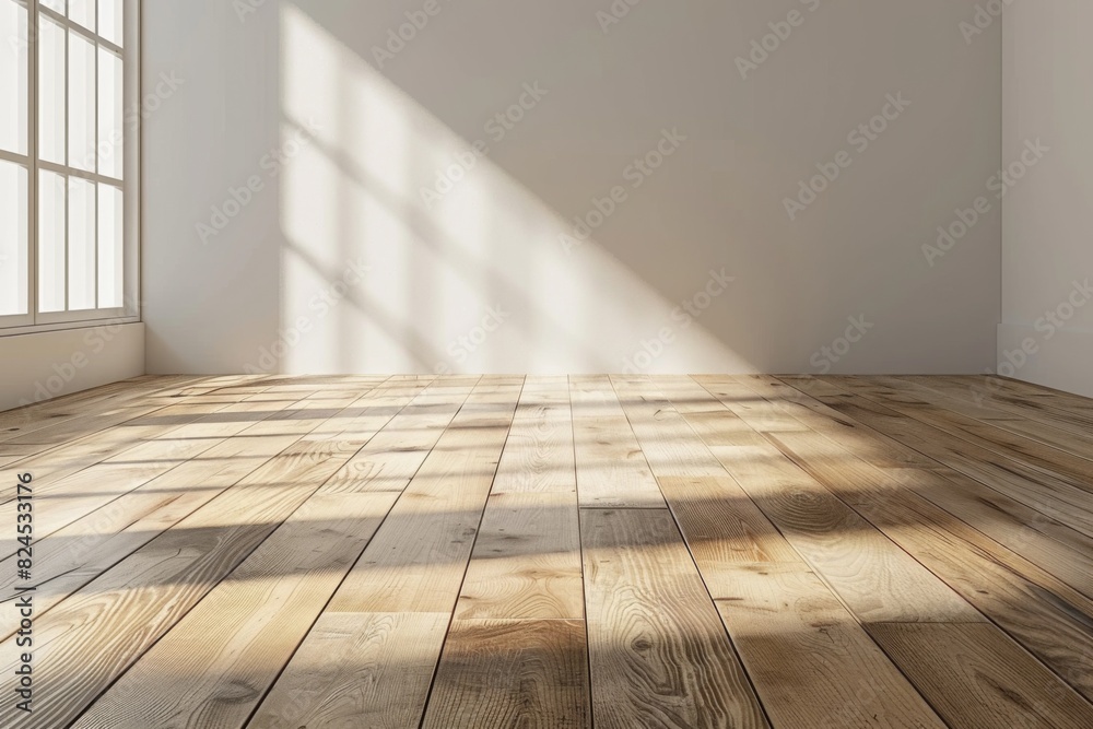 Empty bedroom interior background wooden floor created with Generative AI Empty bedroom interior background wooden floor created with Generative AI