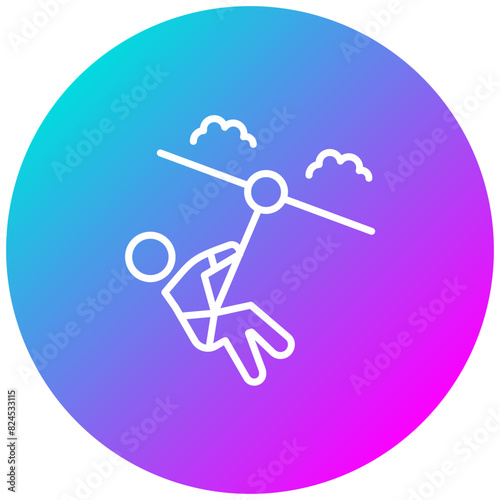 Zip Lining vector icon. Can be used for Adventure iconset.