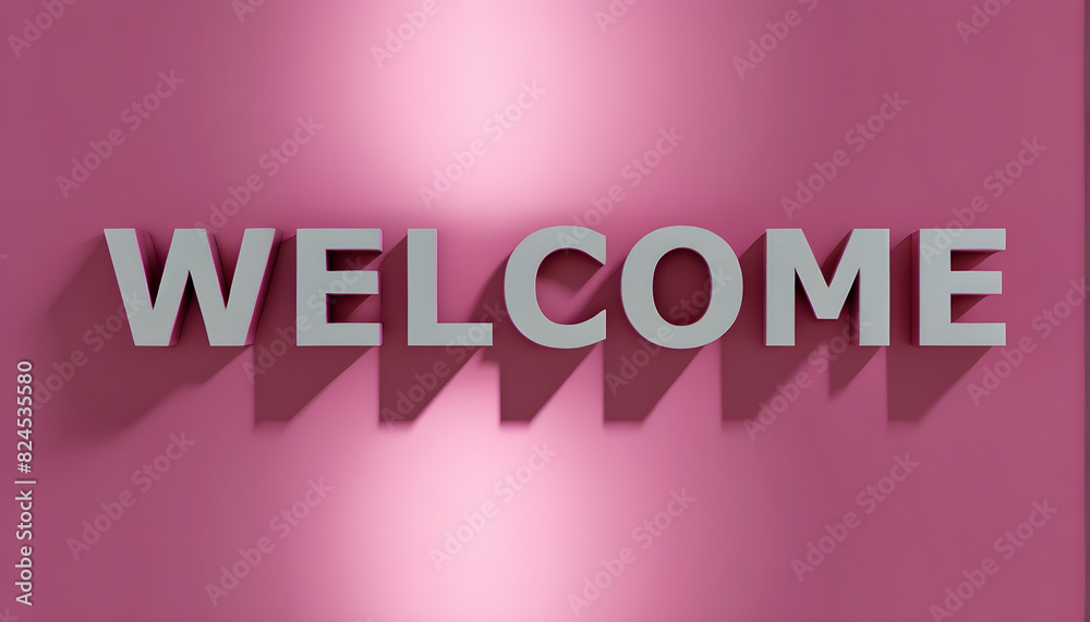 Welcome text on a pink background Welcome text on a pink background