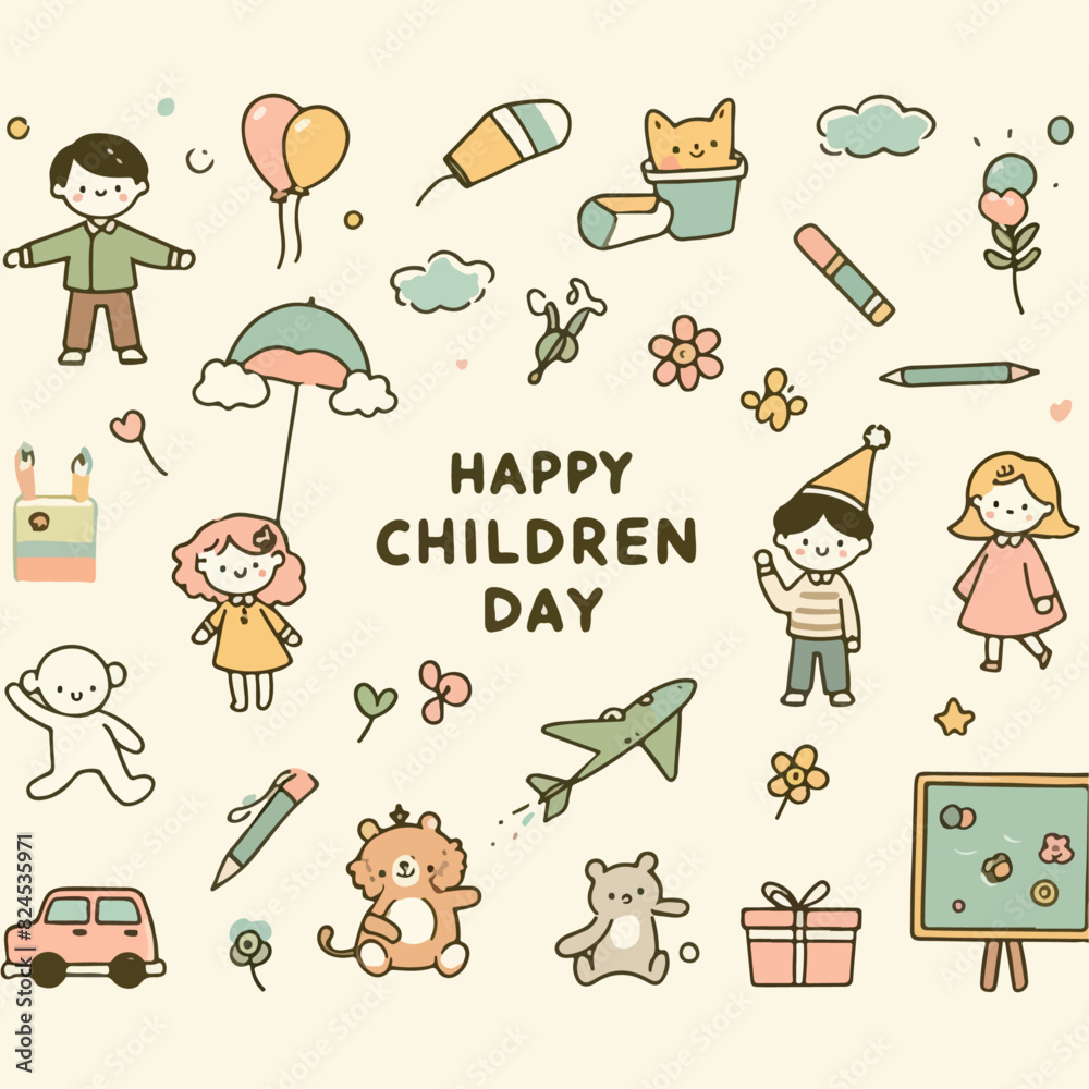 Happy Children's Day for poster, banner, card. flat vector illustration