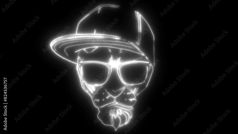 white silhouette of Hipster lion on black background white silhouette of Hipster lion on black background