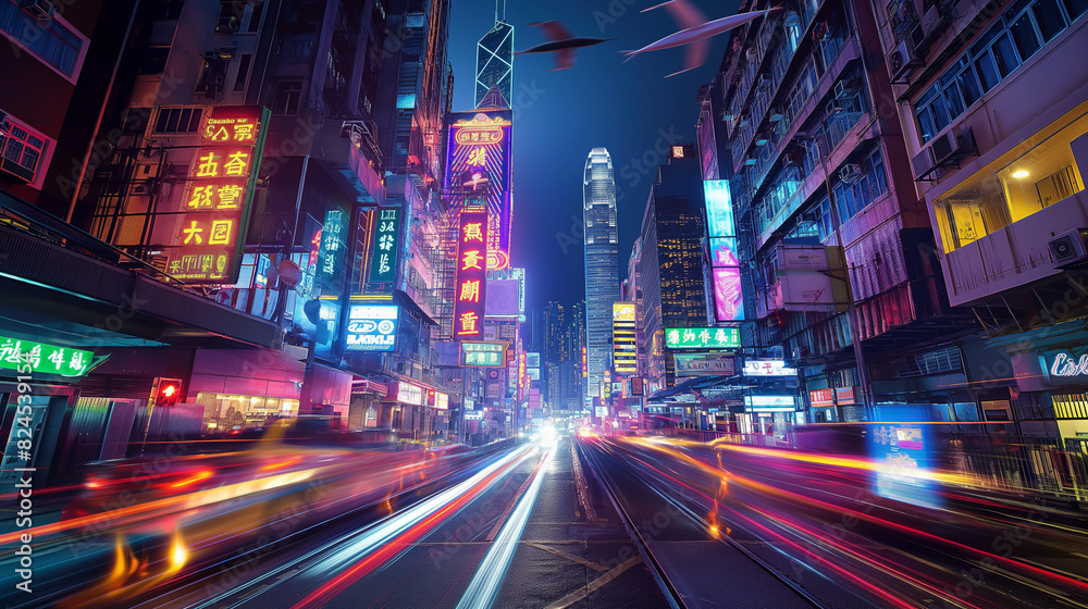 Night urban scene with glowing city lights Night urban scene with glowing city lights