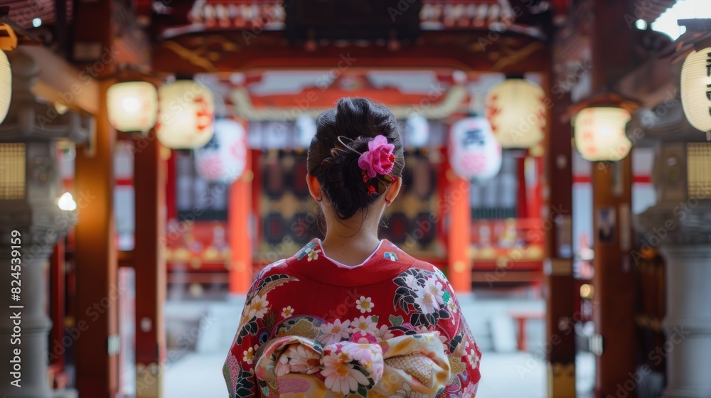 View of a woman in a kimono View of a woman in a kimono