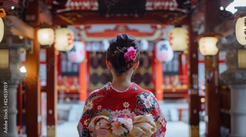 View of a woman in a kimono