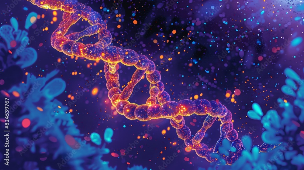 Close-Up of DNA Strand in Abstract Background. Close-Up of DNA Strand in Abstract Background.