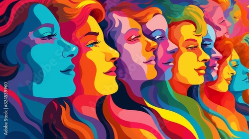 Vivid Diversity - Abstract Rainbow Colored People LGBT and Pride Illustration
