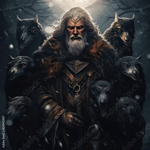 Viking Elder with Wolves

 photo