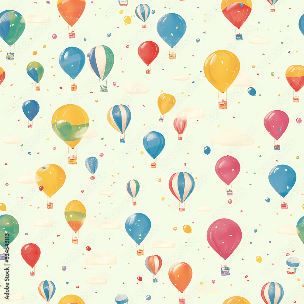 seamless pattern with colorful balloons, Continuous in four directions