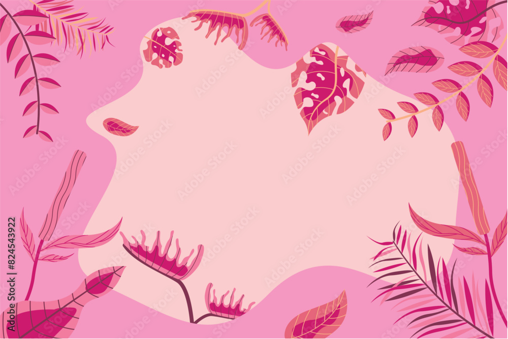 Hand drawn tropical leaves background