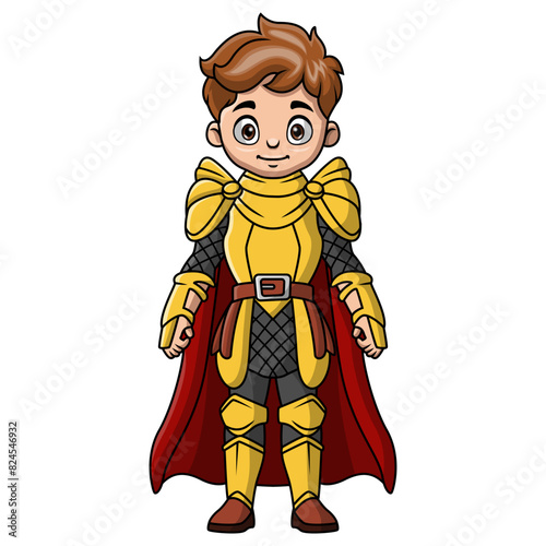 Cute boy cartoon wearing costume knight
