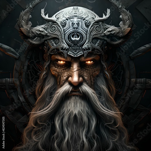 Mystical Viking Warrior with Glowing Eyes