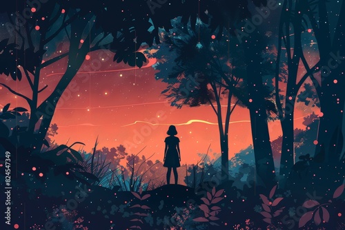 Beautiful colorful sky illustration anime landscape photo