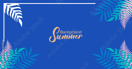 Wallpaper Mural summer background with tropical leaves and frame vector illustration design. Torontodigital.ca