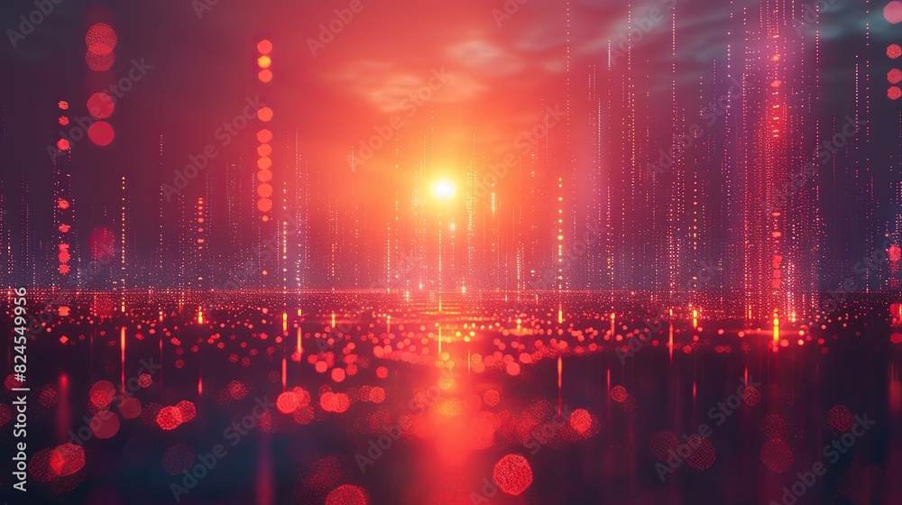 Fototapeta premium An abstract image of a sunrise over a bar chart, symbolizing a bright future. stock image