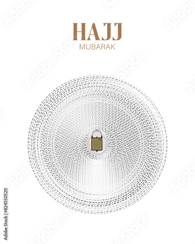 Kaaba vector top view banner design for Hajj in Saudi Arabia. Hajj Mabrour and Eid Mubarak