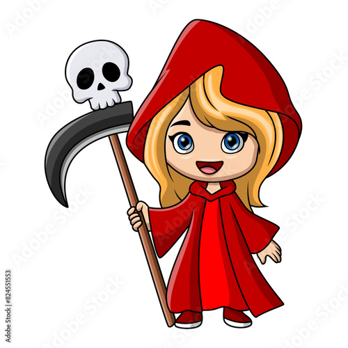 Cute girl cartoon wearing costume Reaper