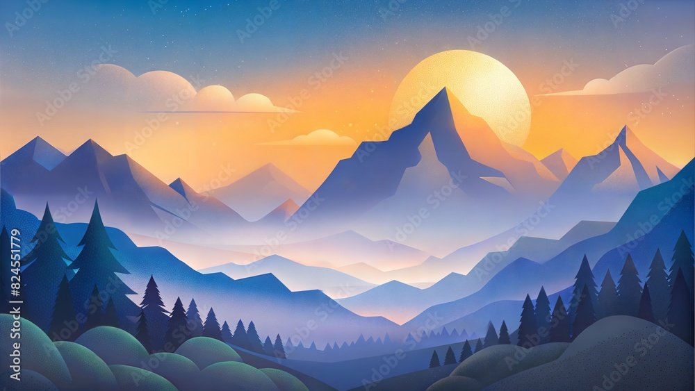 morning mountain landscape flat illustration morning mountain landscape flat illustration