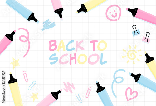 vector background with a set of back to school icons for banners, cards, flyers, social media wallpapers, etc.