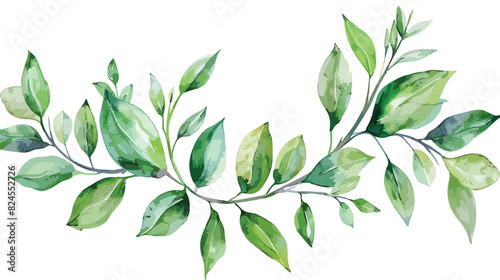 Watercolor leaf. Floral wreath border. Leaves perfect