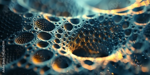 Macro view of water bubbles forming on a flat surface photo