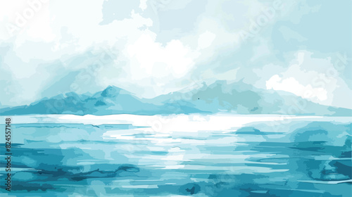 Watercolor seascape backdrop hand painted background