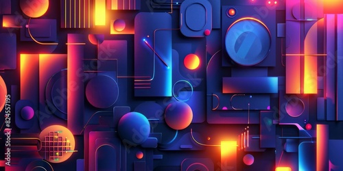 A vibrant and dynamic abstract background filled with a multitude of colorful geometric shapes