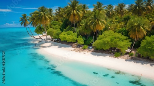 Tropical Paradise Unveiled: Capturing the Beauty of a Pristine Beach from Above © Tatiana