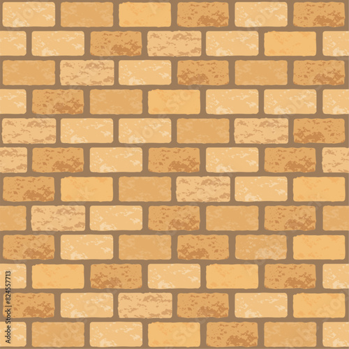 Realistic Vector brick wall seamless pattern. Flat orange wall texture. Simpl...
