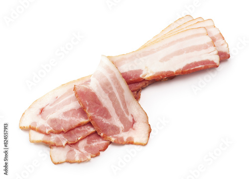 Raw bacon slices isolated