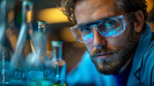 Chemical engineer conducting an experiment in a lab