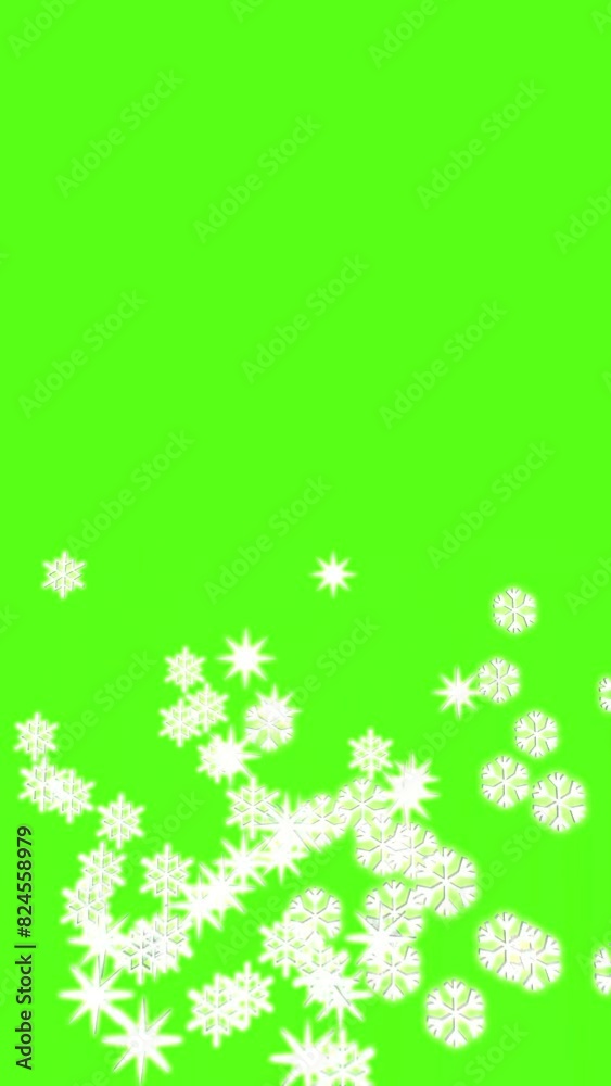 custom made wallpaper toronto digitalFlying and disappearing snowflakes on a green background, with space for text. Fairy background for Christmas. 3D animation. Vertical video.