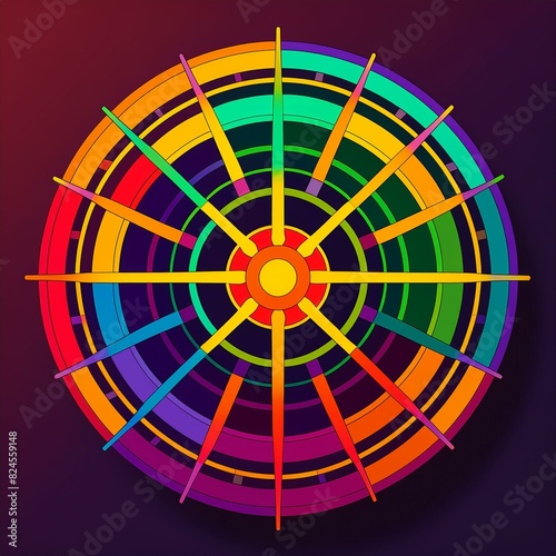 roue color  e base de logo avec des rayons en ia