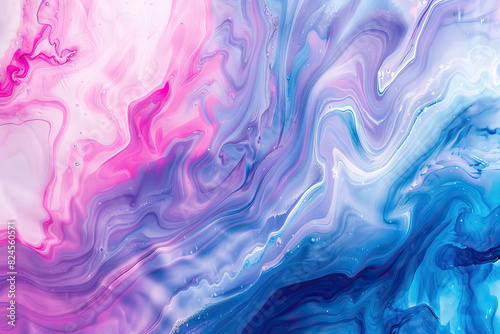 Abstract background with a swirling liquid marble effect in pink and blue colors in the style of marble effect. Created with Ai