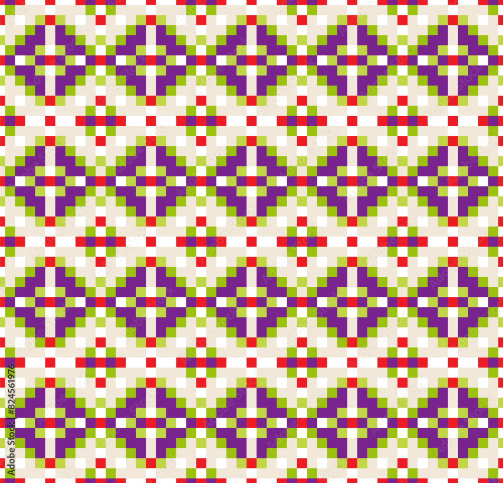 Fototapeta premium Pixel art. Seamless geometric pattern